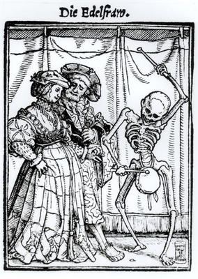 Death and the Noblewoman, from 'The Dance of Death', engraved by Hans Lutzelburger, c.1538 (woodcut) from Hans Holbein the Younger