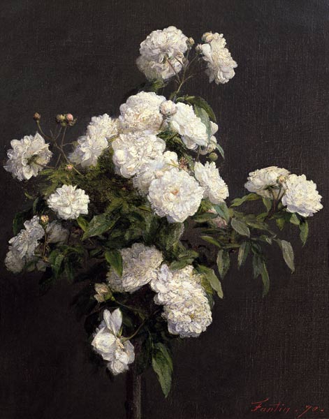 White Roses - Henri Fantin-Latour as art print or hand painted oil.