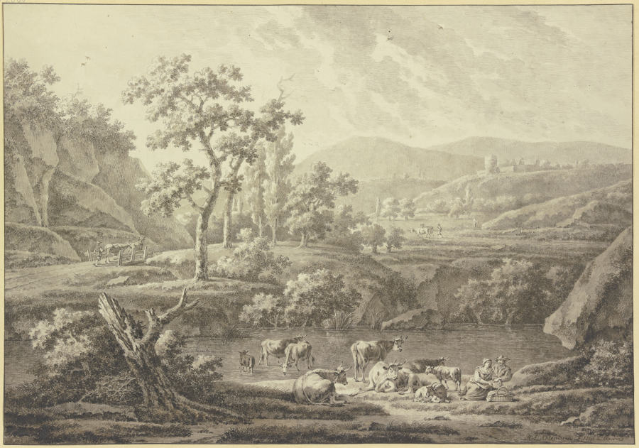 Blick auf das Land um Stavelot, mit weidendem Vieh from Henricus-Josephus Antonissen