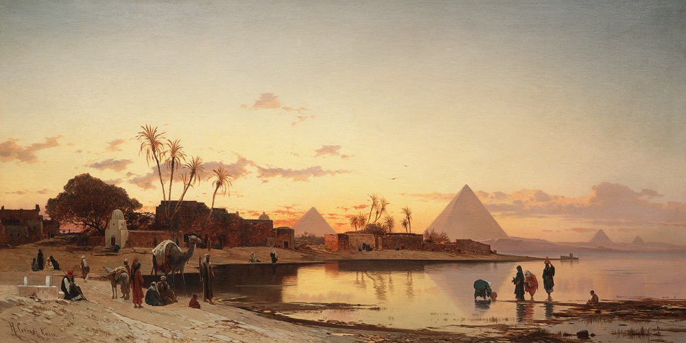 The Banks of the Nile - Hermann David Salomon Corrodi as art print or hand  painted oil.