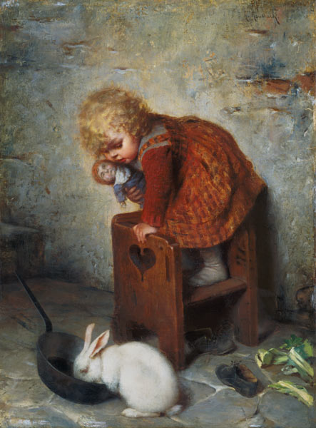 Little Girl with a Rabbit from Hermann Kaulbach