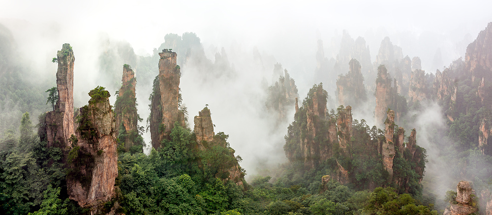 Cloud-shrouded Zhangjiajie from Hua Zhu