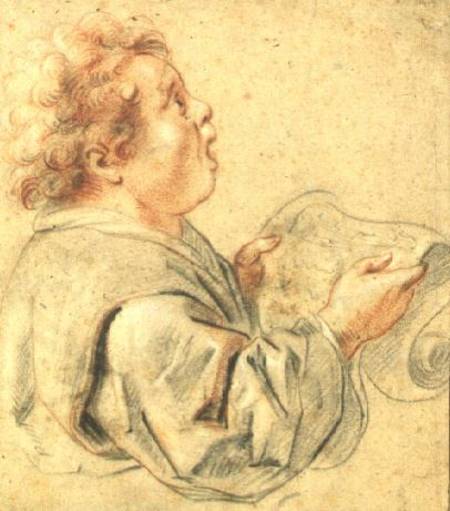 Chorister (chalk on paper) - Jacob Jordaens as art print or hand painted  oil.