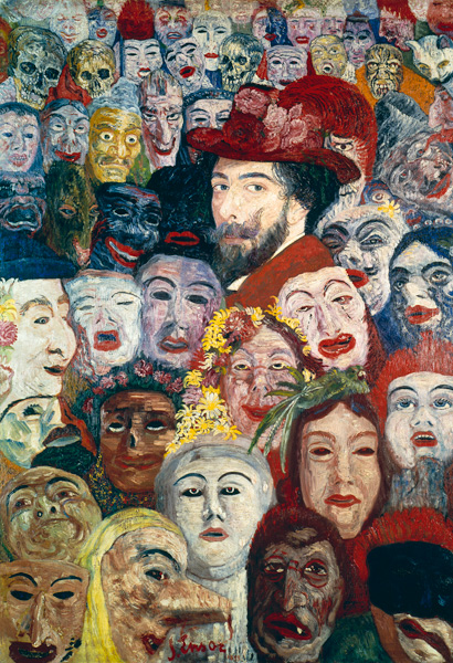 My Portrait Surrounded by Masks, 1899 (see also 170289 & 188976) - James  Ensor as art print or hand painted oil.