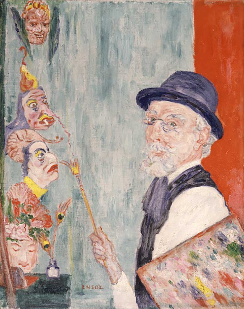 Self-Portrait with Masks, 1937 - James Ensor as art print or hand painted  oil.