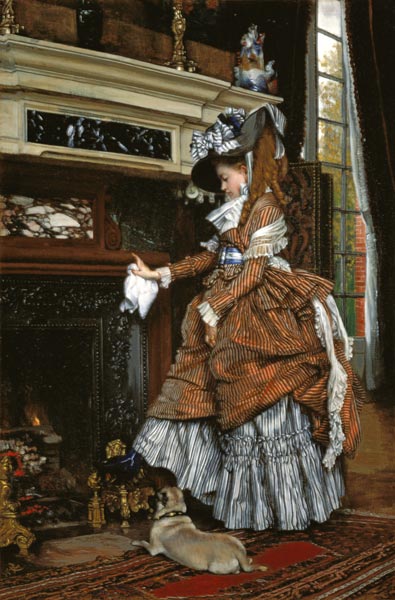 Dame am Kamin. - James Jacques Tissot as art print or hand painted oil.
