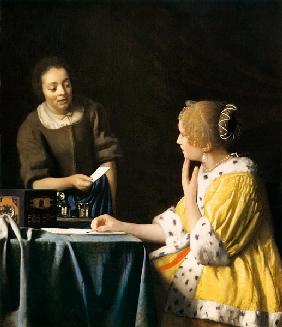 Lady with her Maid holding a Letter