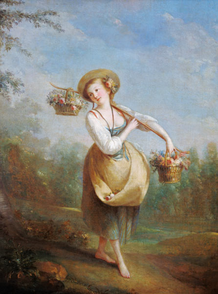 The Flower Girl - Jean-Baptiste Huet as art print or hand painted oil.