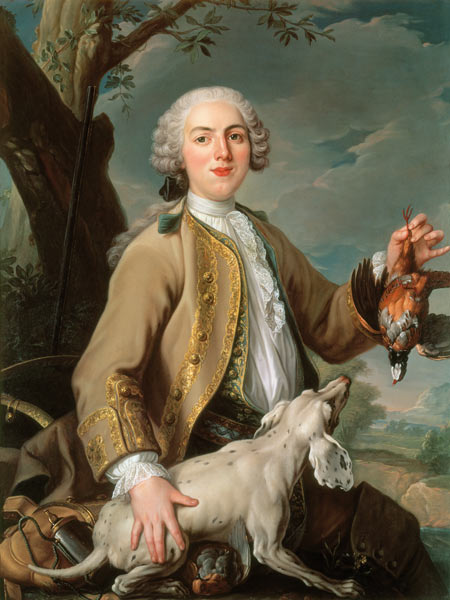 Louis XV en chasseur tenant une perdrix - Jean Baptiste Oudry as art print  or hand painted oil.