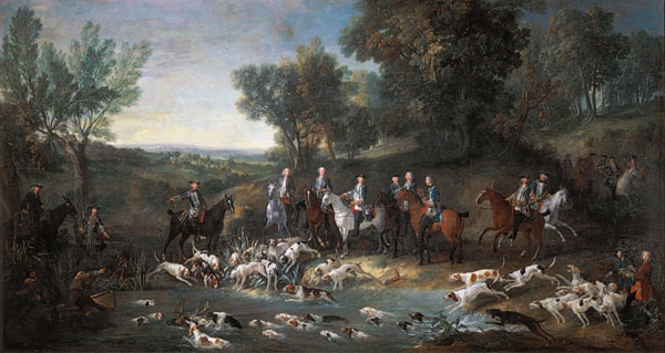 Louis XV (1710-1774) Stag Hunting in the - Jean-Baptiste Oudry as art print  or hand painted oil.
