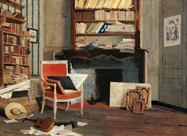 Interior of the Study of Doctor X - Jean-Charles Cazin as art print or hand  painted oil.