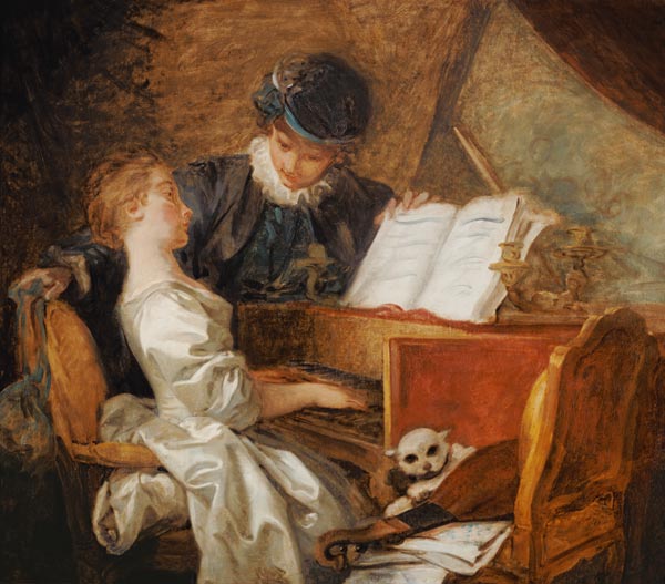 The piano lesson - Jean Honoré Fragonard as art print or hand painted oil.