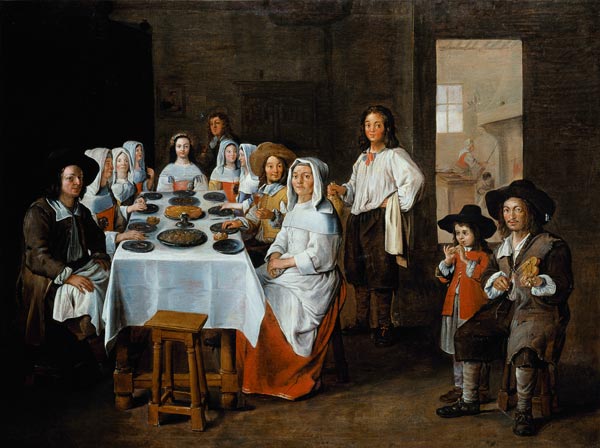 A family at the meal - Jean Michelin as art print or hand painted oil.