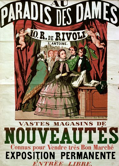Poster advertising 'Au Paradis des Dames - Jean Alexis Rouchon as art print  or hand painted oil.