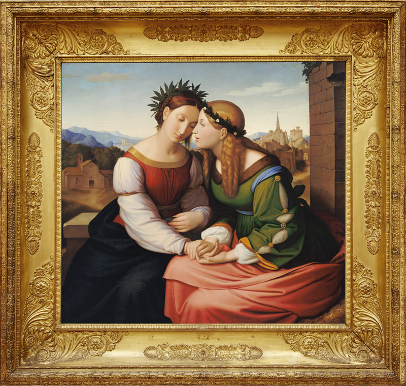 Italia and Germania (Sulamith and Mary) - Johann Friedrich Overbeck as art  print or hand painted oil.