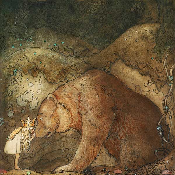 Poor little bear! - John Bauer as art print or hand painted oil.