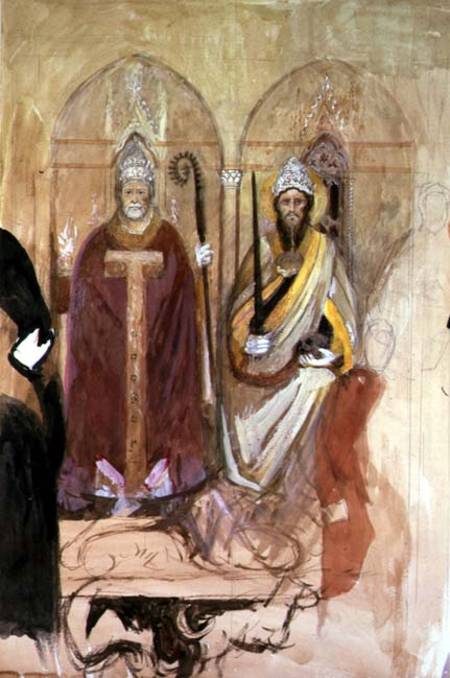 Pope and the Emperor, fresco in the - John Ruskin as art print or hand painted oil.
