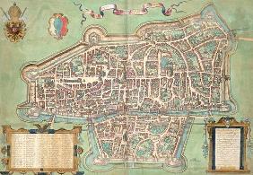 Map of Augsburg, from 'Civitates Orbis Terrarum' by Georg Braun (1541-1622) and Frans Hogenberg (153