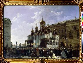 Easter procession at the Maria Annunciation Cathedral in Moscow