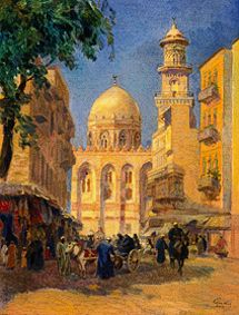 In front of a mosque in Cairo from Károly Cserna
