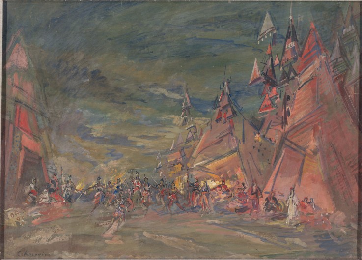 The Polovtsian camp. Stage design for the opera Prince Igor by A. Borodin from Konstantin Alexejewitsch Korowin