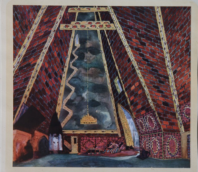 Stage design for the ballet Thamar by M.A. Balakirev from Leon Nikolajewitsch Bakst