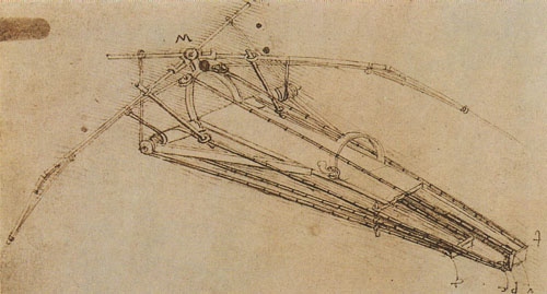 Drawing of a flying machine - Leonardo da Vinci as art print or hand  painted oil.