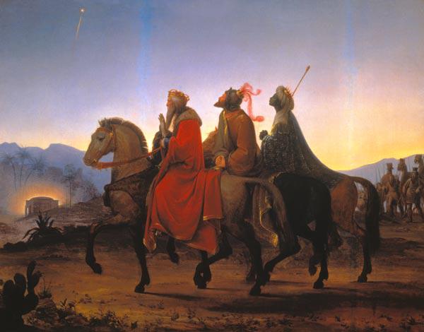 The sacred three kings on their ride to Bethlehem