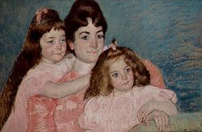 Madam A. F. Aude with her two daughters from Mary Cassatt