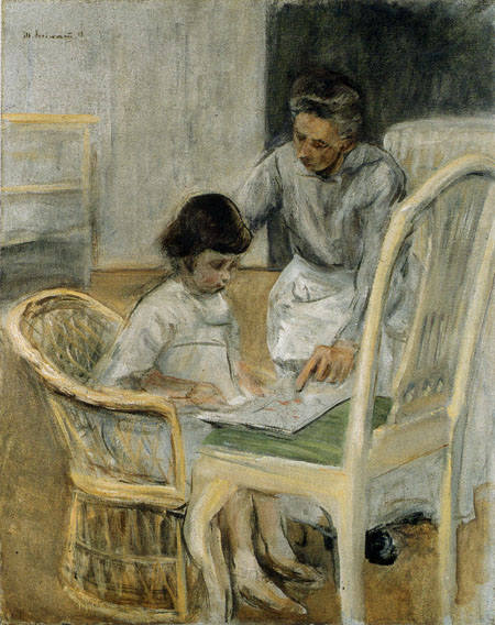 the artists' granddaughter with her nanny from Max Liebermann