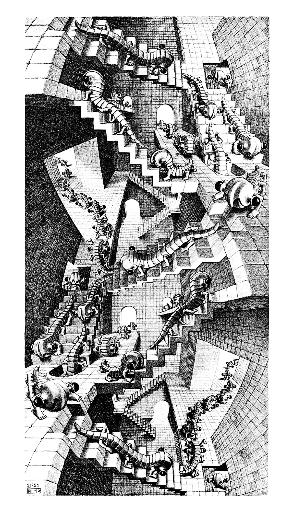 Treppenhaus - (ESE-28) - M.c. Escher as art print or hand painted oil.