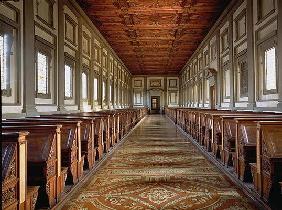 The Reading Room of the Laurentian Library, designed by Michelangelo Buonarroti (1475-1564), 1534 (p