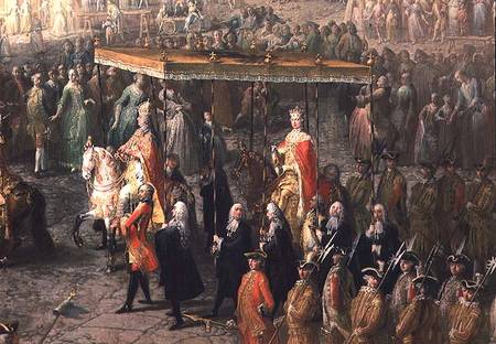 The coronation procession of Joseph II (1741-90) Emperor of Germany, in Romerberg from Mytens School