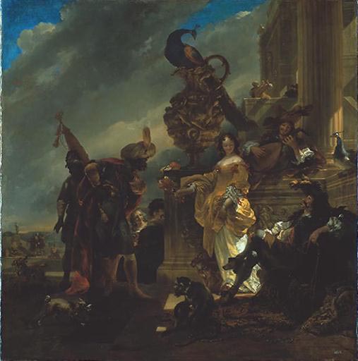 Ein Handelsherr, am Hafenpalast einen Mohren empfangend from Nicolaes Berchem