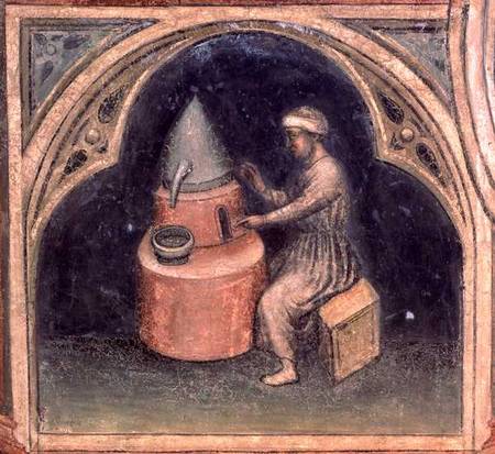 The Alchemist, from 'The Working World' cycle after Giotto from Nicolo & Stefano da Ferrara Miretto