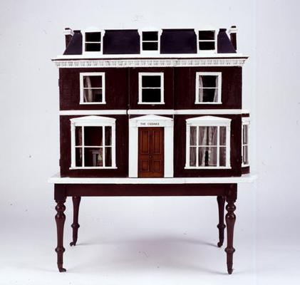 'The Cedars, Woodbridge', dollshouse, view of the front, English, late 19th century (mixed media) (f from 