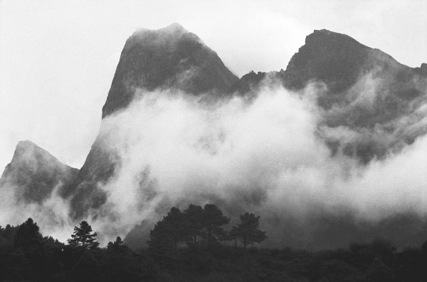 High snow free mountains, Eastern Nepal (b/w photo)  from 