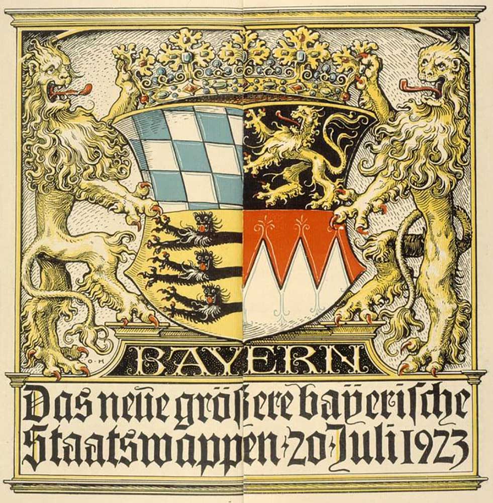 The new larger Bavarian coat of arms, July 20, 1923 from Otto Hupp