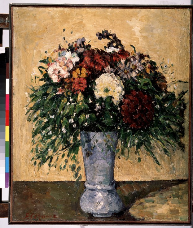 Flowers in a Blue Vase - Paul Cézanne as art print or hand painted oil.