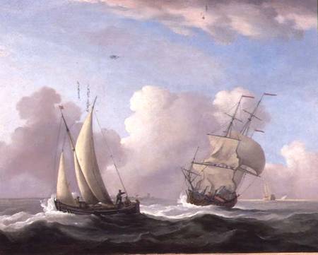 A Man-o'-War in a Swell and a Sailing Boat from Peter Monamy