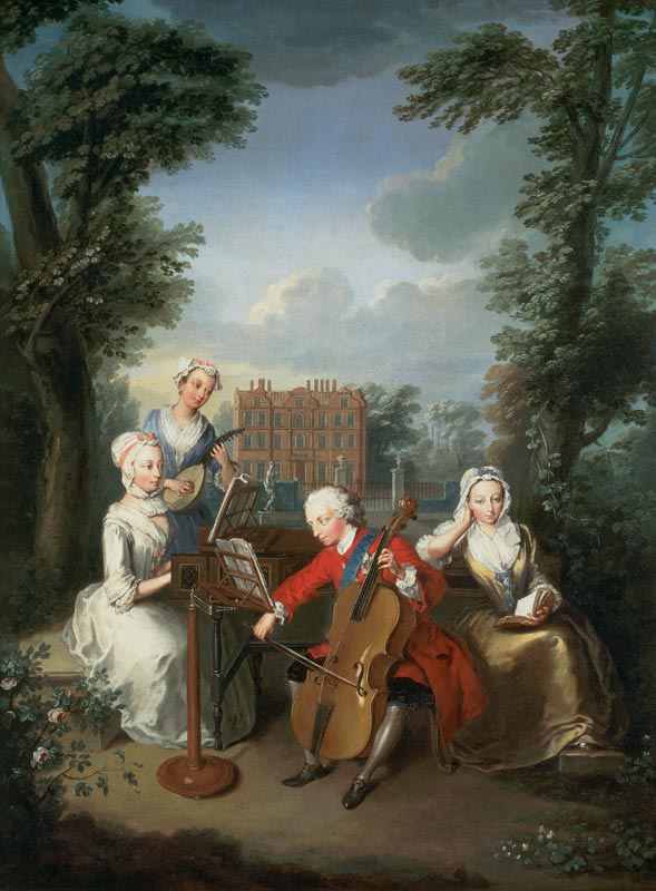 The Music Party", Frederick, Prince of - Philippe Mercier as art print or  hand painted oil.
