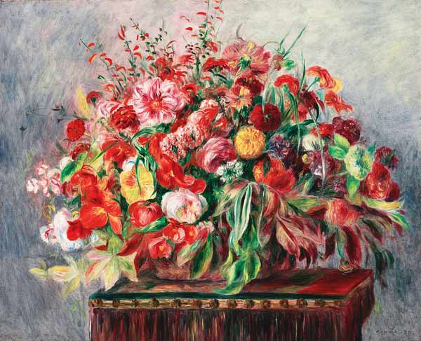 Korb mit Blumen - Pierre-Auguste Renoir as art print or hand painted oil.