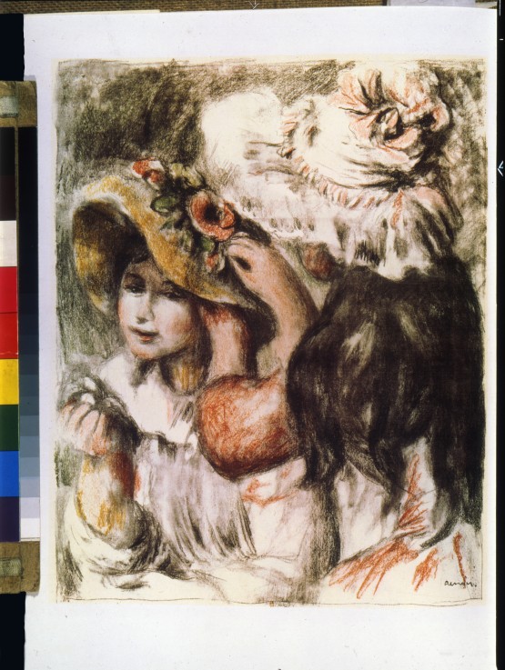 Le Chapeau épinglé (Pinning the Hat) - Pierre-Auguste Renoir as art print  or hand painted oil.