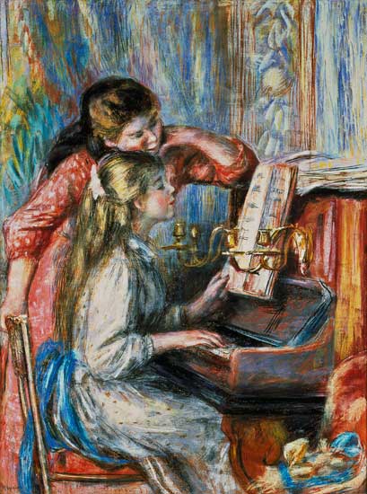 Young Girls at the Piano - Pierre-Auguste Renoir as art print or hand  painted oil.
