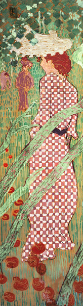 Woman with a Checked Dress, one of four panels of Women in the Garden from Pierre Bonnard
