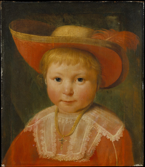 Portrait of a Child with a Red Lined Straw Hat from Pieter Soutman