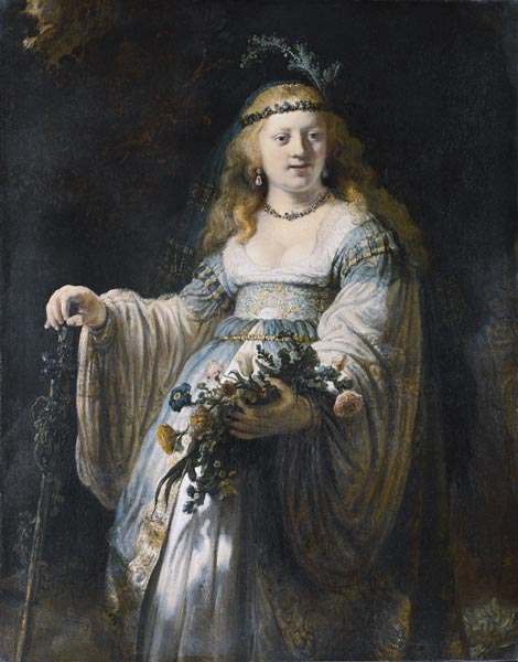 Saskia van Uylenburgh in Arcadian Costum - Rembrandt van Rijn as art print  or hand painted oil.