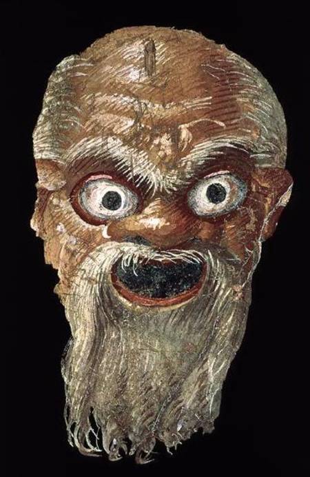 Theatre Mask, East Wall, Oecus 5 Roman as art print or hand painted oil.