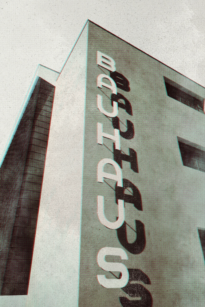 Bauhaus Dessau architecture in vintage magazine style I from Rosana Laiz Blursbyai