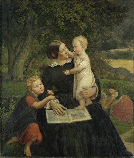 Emilie Marie Wasmann, the artist's wife, with Elise and Erich, their oldest children from Rudolf Friedrich Wasmann